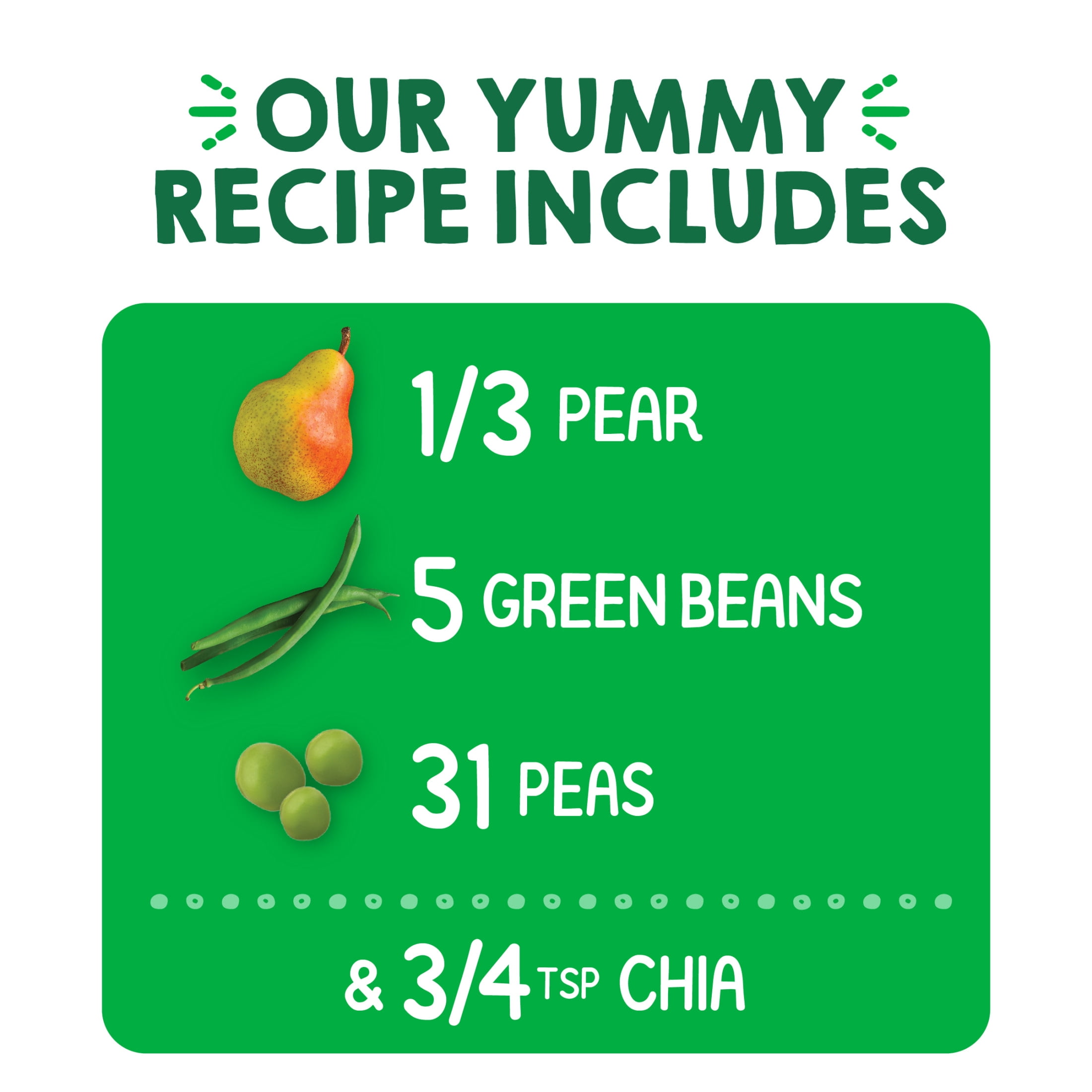 Happy Tot Organics Super Foods Stage 4, Pears Green Beans Peas & Super Chia, Organic Tot Food Pouches, 4.22 oz. (8 pack)