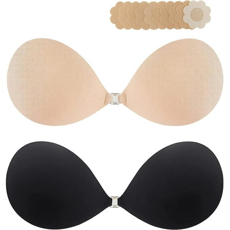 Silicone Adhesive Push Up Strapless Bra Invisible Backless Sticky Bra with Nipple Covers for Women