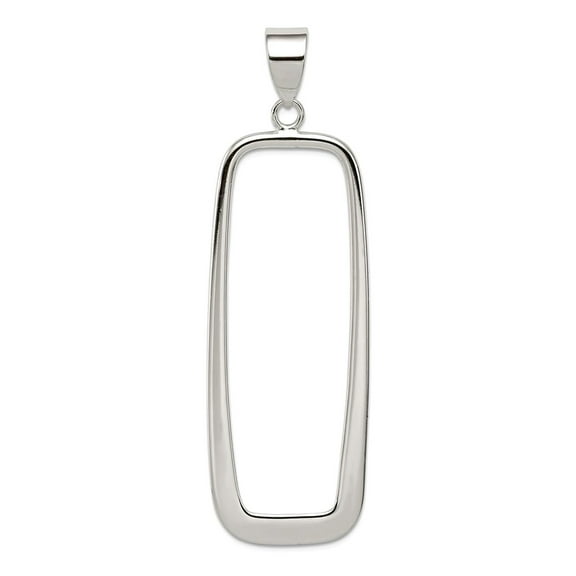 925 Sterling Silver Polished Rectangle Pendant Necklace 61x17mm Wide Pendant for Women - 2.4 Grams