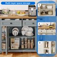 thumbnail image 3 of Uforic Kitchen Island Cart, Kitchen Storage Cart with Drawers & Storage Shelves, Blue Gray, 3 of 11