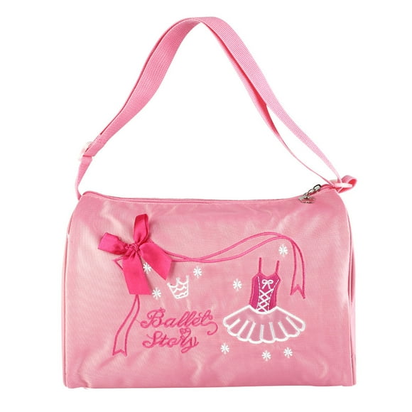 Girls Dance Ballet Bag, Gym Sports Ballet Bag Embroidered Tote Adjustable Strap for Kids Purple,