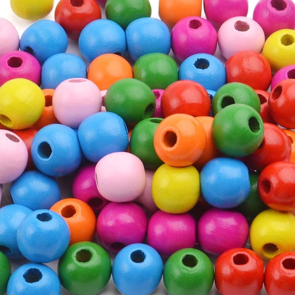 100pcs 16mm Wooden Beads Colourful Wood Beads Loose Round Balls with 5mm Hole for Arts Crafts Jewelry DIY