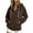 Brown, variant on Women's Snap Button Hoodie with Thumbhole Cuffs - Drawstring Long Sleeve Pullover Sweatshirt, Casual Winter Jacket with Kangaroo Pocket