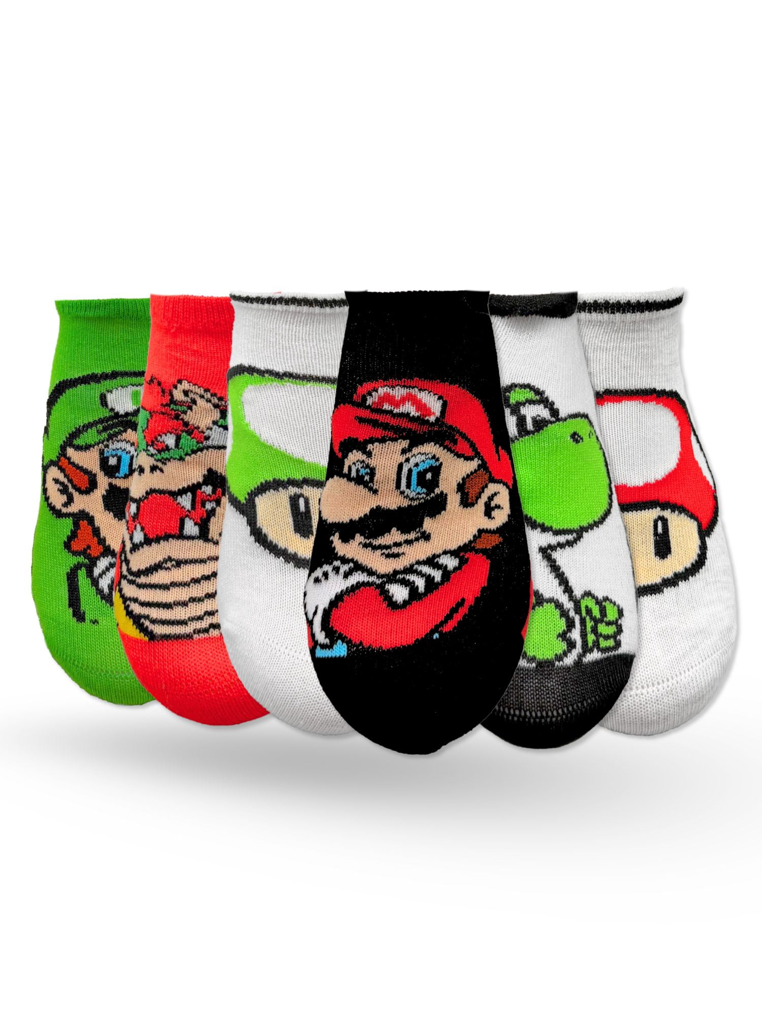 Super Mario Boys No-Show Socks, 6-Pack, Sizes S-L