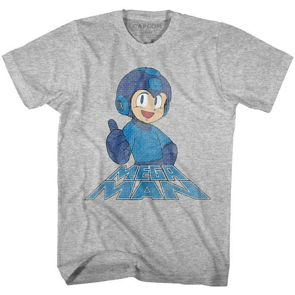 Mega Man Right On Gray Heather Adult T-Shirt