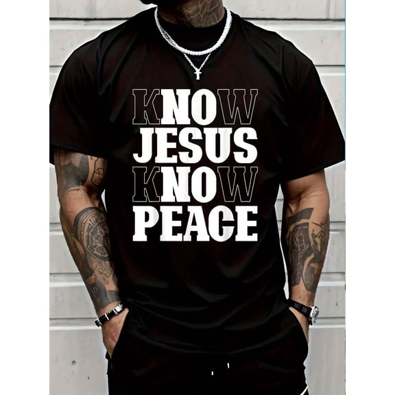 100% Cotton Know Jesus Know Peace Religion God Church Christian Gifts T-Shirt Short Sleeve T-Shirt Women's Men's Graphic Tee Causal Tops Women's Men Graphic Tee