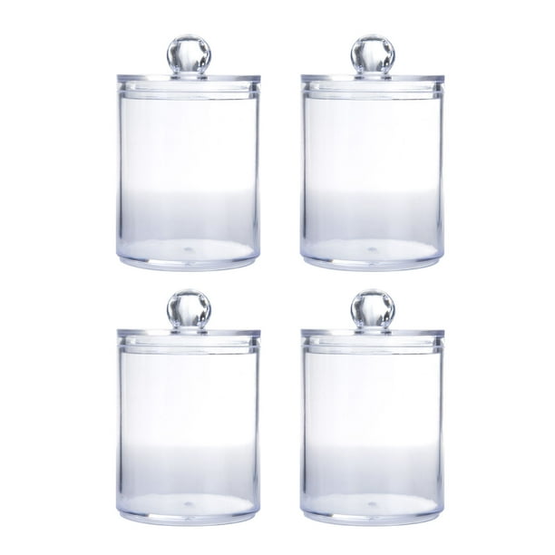 Jarra De Almacenamiento, Frascos De Anti Crack Redondos De 4pcs Funcionales Colocando Plástico PS Con Tapa Para Bolas De Hisopos De Algodón Para Qtips