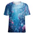 thumbnail image 5 of Mermaid Glitter Fish Scale Girls Women's Short Sleeve T-Shirt Crew Neck Casual Summer Trendy Loose Fit Tops, 5 of 6