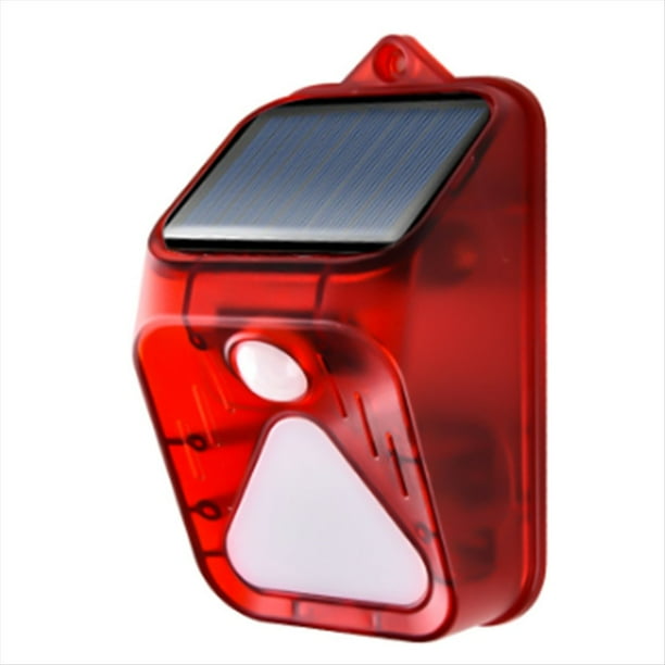 Alarma Solar Impermeable con Sensor de Movimiento, Luz, Sirena y Luz Estroboscópica.