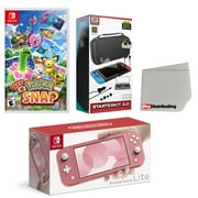 Nintendo Switch Lite Console Coral with New Pokemon Snap, Accessory Starter Kit and Screen Cleaning Cloth Bundle - Import with US Plug