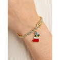 thumbnail image 2 of Fine Silver Plated Diamond Accent "S" Link Gold Tone Tennis Bracelet With Enamel Holiday Christmas Stocking Charm 7.25", 2 of 10