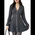 thumbnail image 1 of Vestido Mini de Punto con Cuello en V, Larga y Botones para Mujer Gris L, 1 of 10