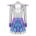 thumbnail image 4 of iiniim Women's Alien Costume Shiny Metallic Cap Sleeves Dress Astronaut Space Cadet Outfits Blue S, 4 of 7