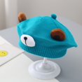 thumbnail image 1 of Gorro de punto para niños, boina de lana de oso para otoño e invierno, bonito gorro de pintor de dibujos animados de estilo occidental para niña, gorro para bebé, 1 of 5