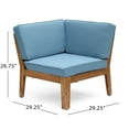 thumbnail image 4 of GDF Studio Parma Outdoor Acacia Wood 9 Seater Sectional Sofa Chat Set with Cushions, Teak and Blue, 4 of 14