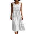 thumbnail image 6 of Dvprdro Cotton Linen Crew Neck Sleeveless Loose A Line Midi Dress for Women Summer Beach Casual Solid, 6 of 7