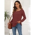 thumbnail image 3 of ANYJOIN Long Sleeve Shirts for Women Square Neck Fall Tops Lightweight Tunic Sweaters, 3 of 5
