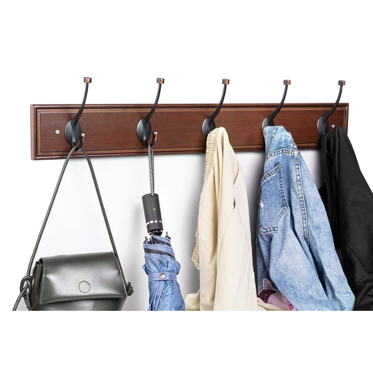Poemland 32 Wall Mount Extra Large Wood Coat Hooks with Heavy Duty Metal  Hardware for Hanging Coat,Clothes,Jacket,Hats (Walnut) 