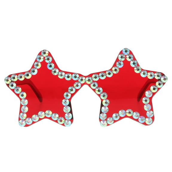 Raindrops  Diamond Sunglasses Women Rave Trendy Novelty Rimless Child Red