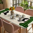 thumbnail image 3 of Green Black Buffalo Checkered Table Cloths for 4 Foot Rectangle Tables, Bones Cute Dogs Pets Patio Waterproof Elastic Fitted Tablecloths, Washable Rectangular Table Cover for Camping, 3 of 8