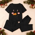 thumbnail image 4 of EchfiProm Womens Cute Christmas Pajamas 3 Piece Set Loungewear Comfy Short Sleeve Long Pants Black Pjs Set for Women Festive, 4 of 8