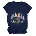 thumbnail image 5 of UngA Christmas Tshirts Women Merry Christmas Printed T-Shirts Short Sleeve Holiday Tee Xmas Gift Tops Womens Christmas Shirts (Navy,XXXL), 5 of 6