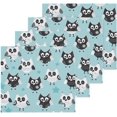 Anyway.go 4PCS Black White Owls Towels Cotton Washcloths Set,Quick
