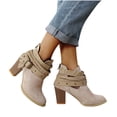 thumbnail image 4 of jsaierl Women Ankle Bare Boots Solid Round Shoes High Heel Causal Short Rube Booties, 4 of 5