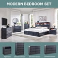 thumbnail image 6 of 25 Tall Modern Nightstand with Charging 23.6 Wide Wood Bedside Table 2 Storage Drawers Large Mid Century End Table for Bedroom and Living Room Curved Profile Natural Oak, 6 of 6