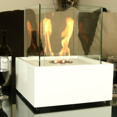 Sunnydaze White Large Cubic Ventless Tabletop Bio Ethanol