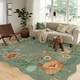 thumbnail image 5 of Moynesa 6'x9' Floral Washable Area Rugs, 6x9ft Soft Bedroom Large Rug for Living Room Ultra-Thin Non Slip Dining Room Rug, Stain Resistant Boho Green Rugs Easy Clean Throw Carpet for Office,Green, 5 of 8