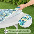 thumbnail image 5 of 44in Round Tablecloth with Elastic Edge, Waterproof Fitted Table Cover for 36-44" Tables, Boho Theme Polyester Reusable Table Cloths Wipe Clean for Picnic, Dining, Outdoor Use and Party Decor, 5 of 7