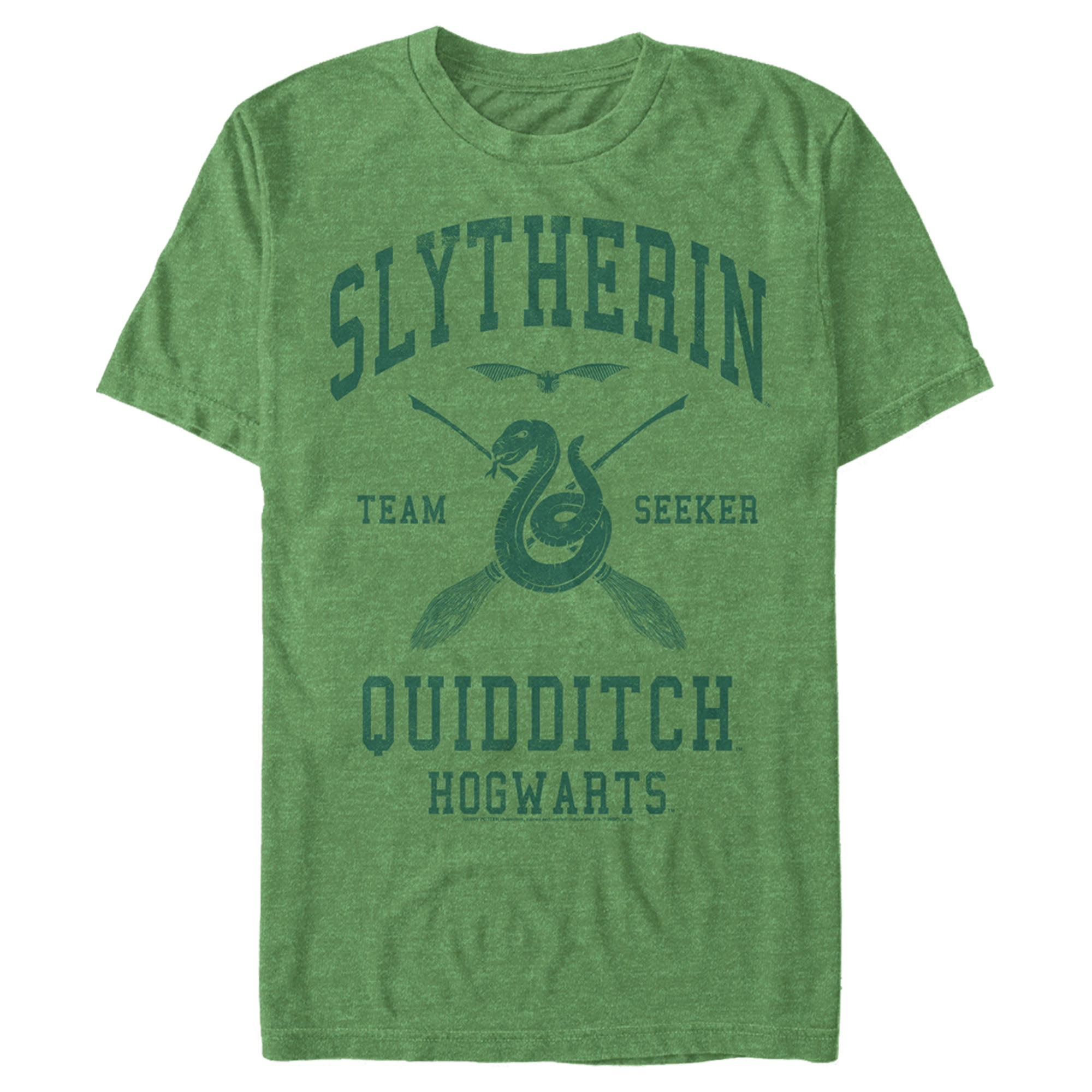 Men's Harry Potter Slytherin Quidditch Team Seeker Graphic Tee Kelly  Heather X Large