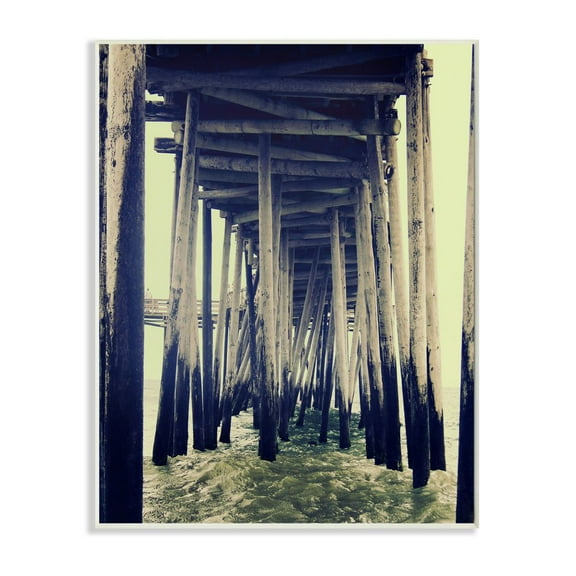 Stupell Industries Wind Waves under Distressed Pier Antique Scene Photography Unframed Art Print Wall Art, 13x19, by Ashley Calhoun