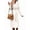 White, variant on Women'S Notched Lapel Long Sleeves Slim Mid-Long Wool Blend Outerwear Casual Fall Winter Coats with Belt White XL