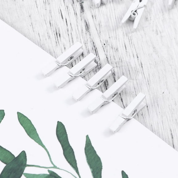 MERRYHAPY 100pcs White Wooden Mini Clips for Crafts, Photos, Organizing, Projects, Office, and Home Use