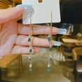 thumbnail image 3 of GKNET 925 Sliver Long Tassel Waterdrop Zircon Earrings Dangle Women Wedding Jewelry-Blue, 3 of 9