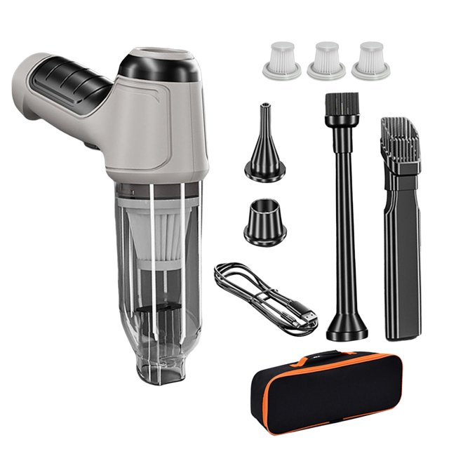 veasfak Hand Vacuum Cleaner Air Duster USB Rechargeable Mini Air Blower Mini Car Vacuum Gray White