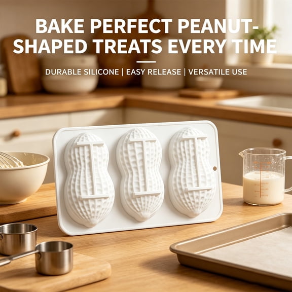 Peanut Shape Silicone Cake Mold, Flexible Non-Stick Baking Mould for Desserts, Chocolate & Kitchen DIY