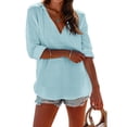 thumbnail image 7 of Weikingp Linen Blouses For Women Summer Shirts For Women Gauze Shirts For Women Oversized Dress Shirts For Women Linen Tunic Tops For Women Blue M, 7 of 7