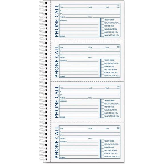 74620 Phone Message Book, Duplicate, Spiral, 11-Inch x5-1/2-Inch, 400 Sets