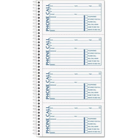 2pcs 74620 Phone Message Book, Duplicate, Spiral, 11-Inch x5-1/2-Inch, 400 Sets