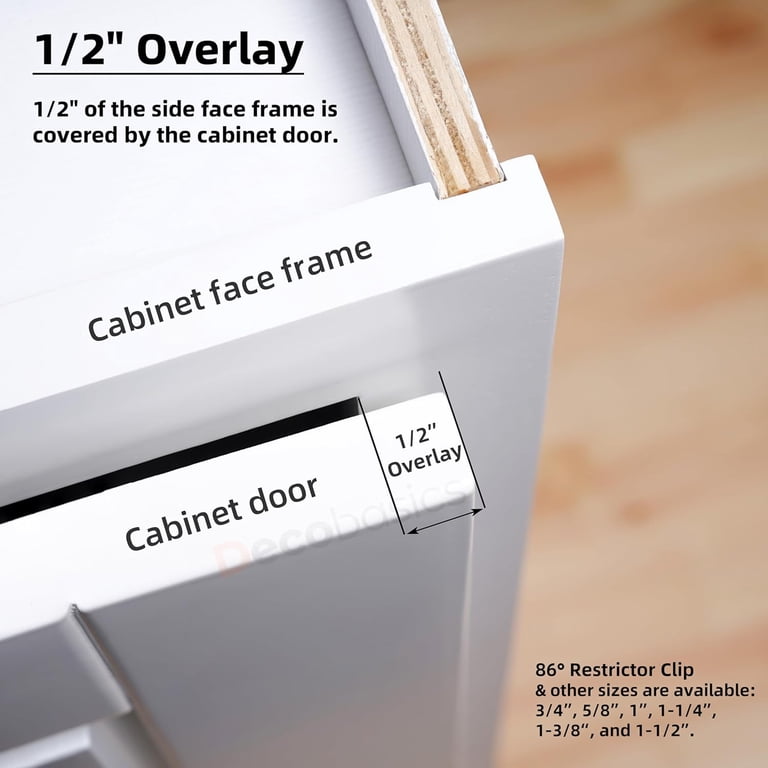 Berta 4-Pack 3/8" Overlay Soft-Close Cabinet Hinges – 45mm Stainless Steel, 6-Way Adjustable, 105° Opening – For Face Frame & Frameless Doors