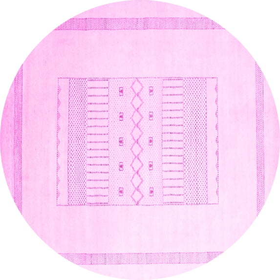Ahgly Company Indoor Round Solid Pink Modern Area Rugs, 5' Round