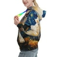 thumbnail image 2 of Uemuo Vintage Starry Sky Labrador Pattern Women's Hoodie with Eye-catching Drawstrings- Casual Pullover Hoodie with Kangaroo Pocket, Stylish Hooded Sweatshirt-Medium, 2 of 7