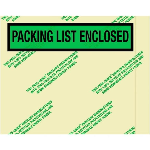 Box Packaging B2208105 Panel Face Envelopes - Packing List Enclosed Print - 5.5 x 7 in. - Green - Pack of 1000