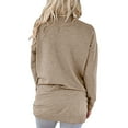 thumbnail image 3 of QUYUON Vintage Sweatshirts Discount Cozy Sweatshirts Women Polyester Long Sleeve V-Neck Solid Pullover Tops Style S-738 Stretch Ladies’s Sweatshirt Snug Fit Shirts Khaki L, 3 of 5