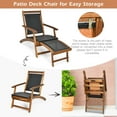 thumbnail image 6 of Gymax Set of 2 Folding Patio Acacia Wood Deck Chair Rattan Chaise Lounge Chair w/ Footrest, 6 of 10