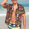thumbnail image 7 of Sikiie Mushrooms And Leaves Print Men's Hawaiian Shirt, Summer Beach Button Pocket Short Sleeve T-Shirt,3X-Large, 7 of 7