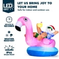 thumbnail image 3 of Papá Noel inflable de Navidad sobre una carroza con forma de flamenco con LED, 244 cm, 3 of 8